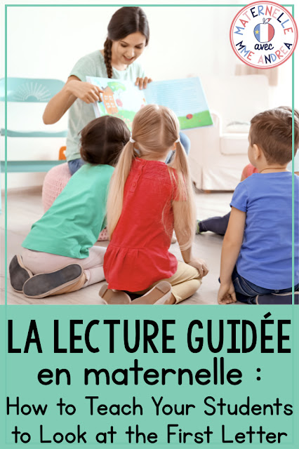 Kindergarten students have so many reading strategies to learn before they become independent readers! If you're looking for some tips for teaching your French maternelle or première année students how to look at the first letter of an unknown word, check out this blog post.