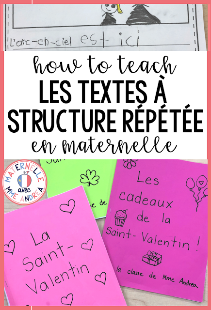 Teach maternelle? Check out this blog post for ideas to make writing les textes à structure répétée super simple and easy!