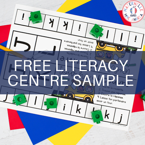 Check out this FREE literacy centre sample from Maternelle avec Mme Andrea. Tourne et couvre is a game that French primary students LOVE for practicing a range of skills. This freebie will help your students practice letters a-d with a partner.