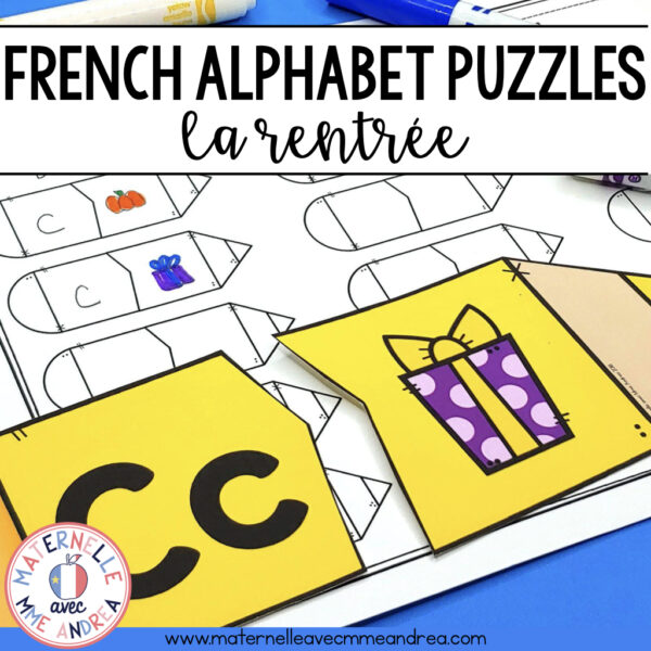 French Alphabet Puzzles Literacy Centre - School-themed (la rentrée)