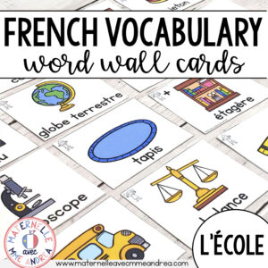 French School Themed Vocabulary Cards - Cartes de vocabulaire (La rentrée/l'école)