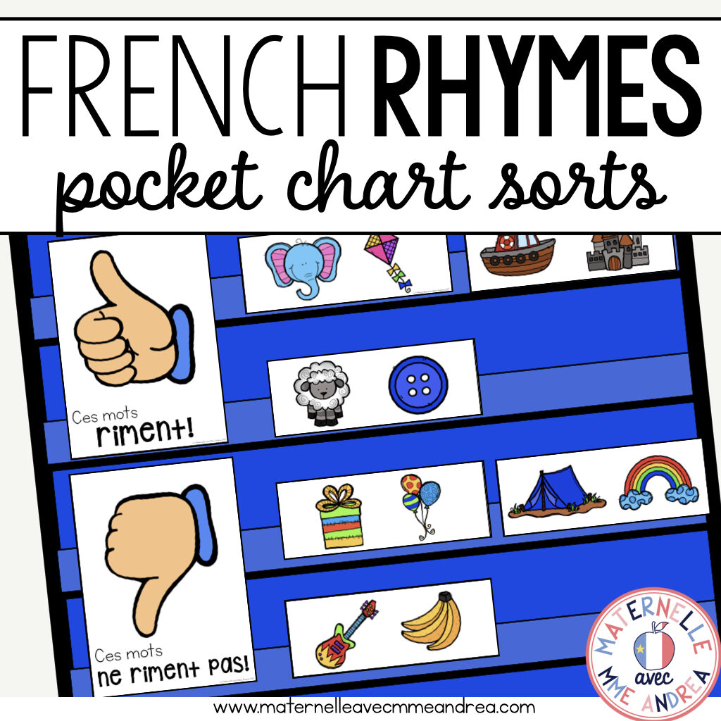 French Rhyming Pocket Chart sorts are a perfect literacy centre in your French primary classroom!