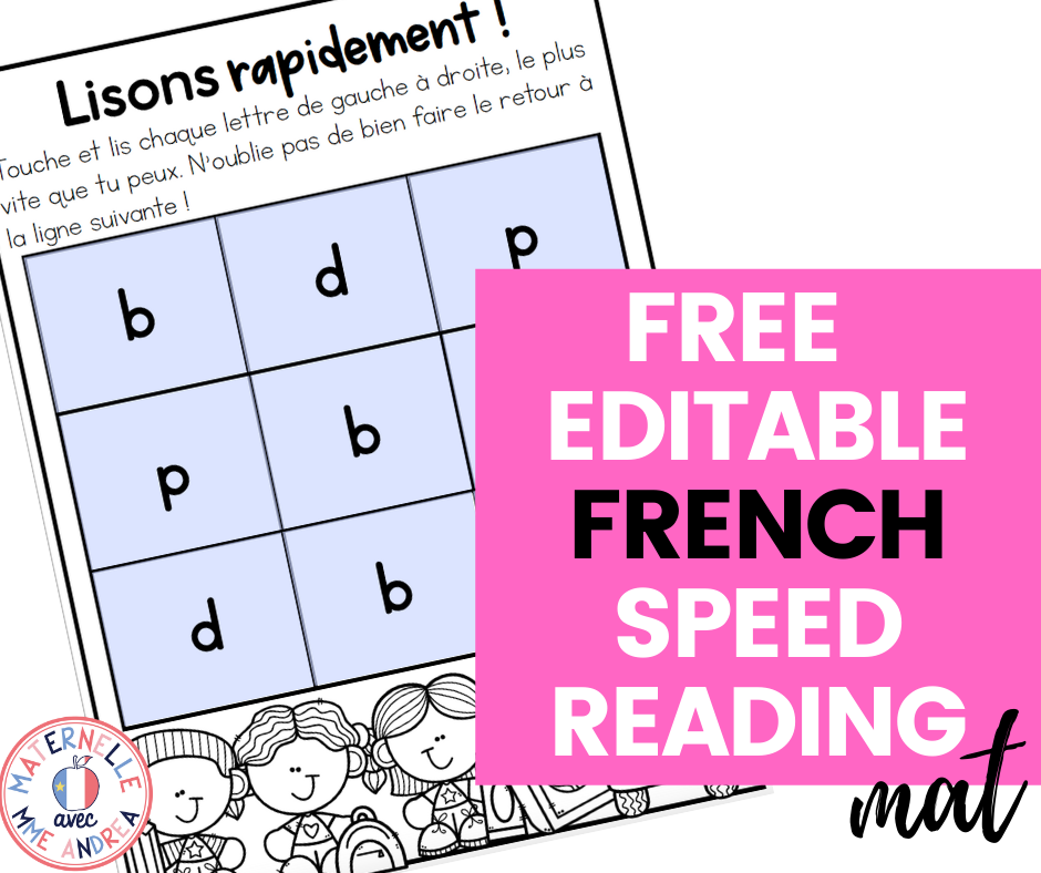 Grab this FREE French auto-populating, editable speed-reading mat to help your French primary students master those last tricky letters!