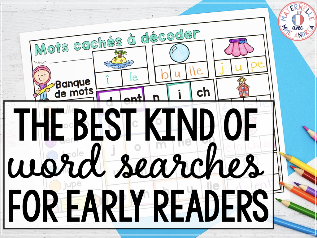 Looking for effective word searches for your French primary students - word searches that actually help them learn to read? Check out this blog post all about the best kind of word searches for early readers in your French primary classroom!