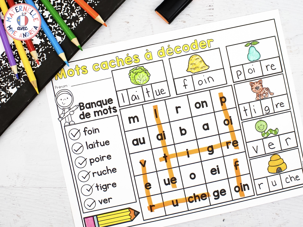 Looking for effective word searches for your French primary students - word searches that actually help them learn to read? Check out this blog post all about the best kind of word searches for early readers in your French primary classroom!
