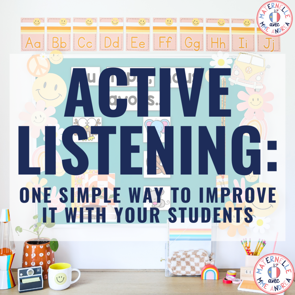 Looking for a simple way to help your French primary students learn active listening skills? Try this simple, FREE anchor chart and visuals!